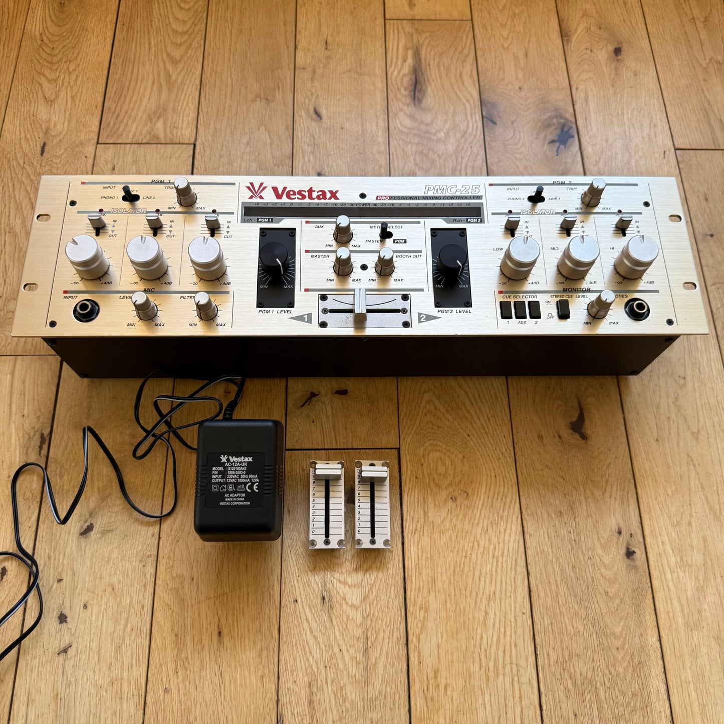 Vestax PMC-25 Serviced & Upgraded Rotary Rack Capable Mixer inc AC-12 PSU