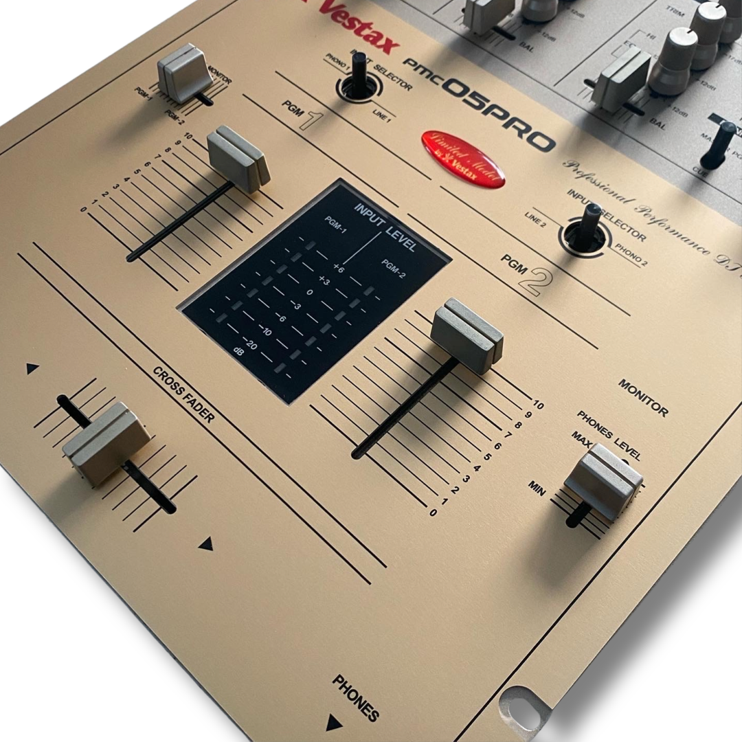 Vestax PMC-05 Pro Q Limited Edition Gold Reproduction Faceplate Vestax PMC-05 Pro Q Limited Edition Gold Reproduction Faceplate